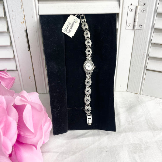 Vintage Women's Vivani Marcasite Watch Silvertone New With Tags