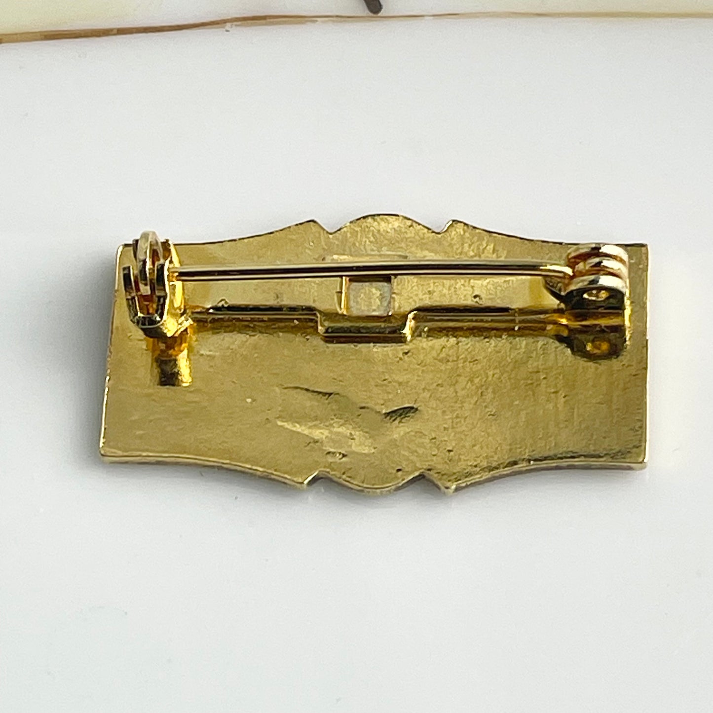 Vintage Gold Tone Enameled Brooch Dainty Elegant