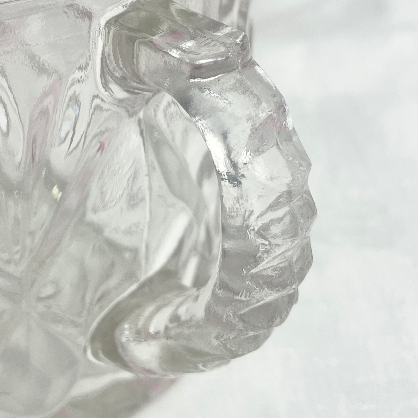 Vintage Anchor Hocking EAPG Prescut Clear Glass Pineapple Lidded Sugar Bowl With Handles