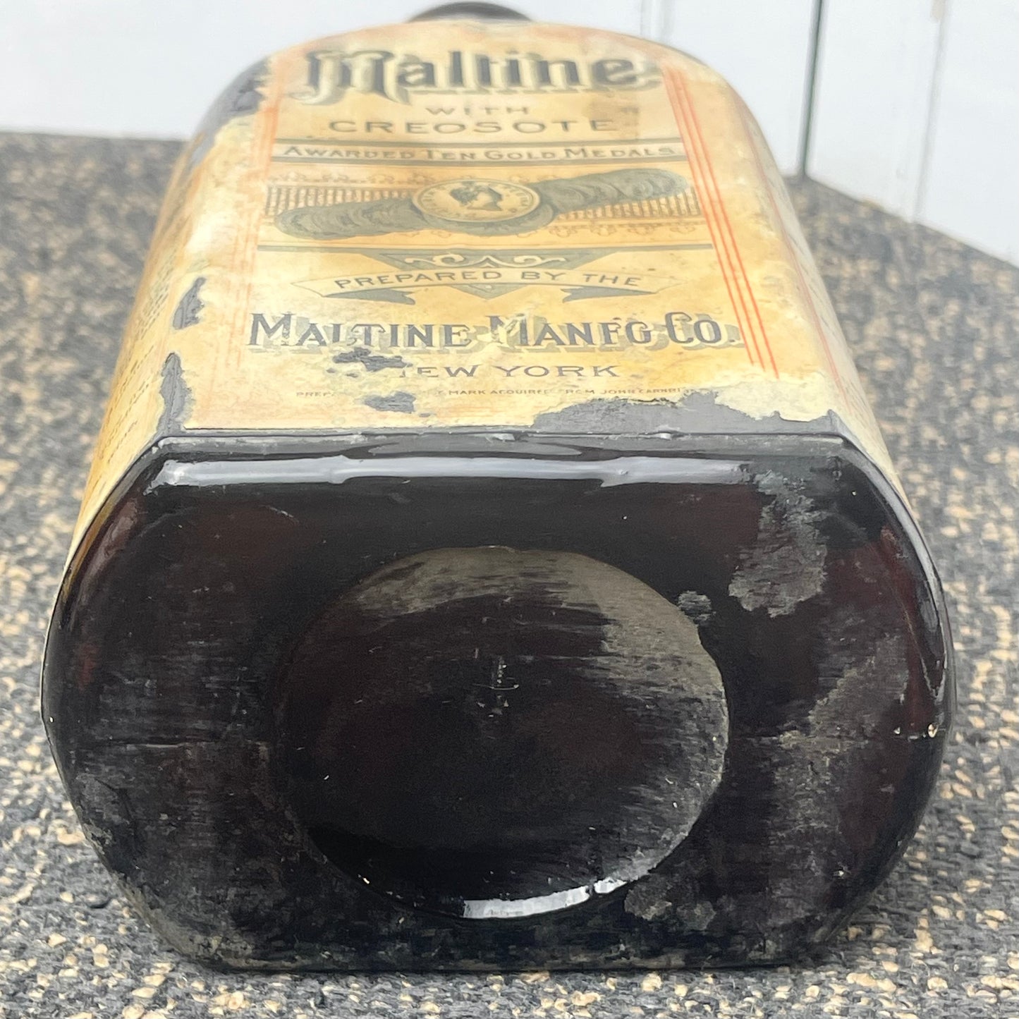 Antique Maltine Mfg. Co. Chemists Brown Amber Bottle With Label Creosote 7.5in