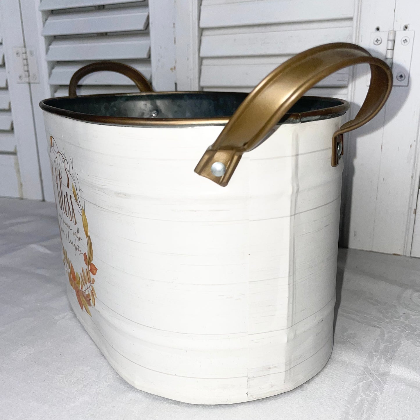 Bless Our Home Oval Metal Fall Planter