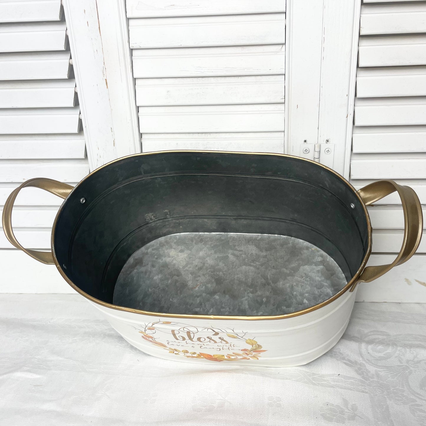 Bless Our Home Oval Metal Fall Planter